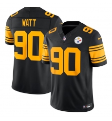 Men's Pittsburgh Steelers #90 T. J. Watt Black 2025 F.U.S.E. Color Rush Vapor Limited Football Stitched Jersey