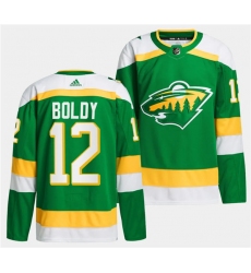 Men's Minnesota Wild #12 Matthew Boldy Green 2023-24 Stitched Jersey