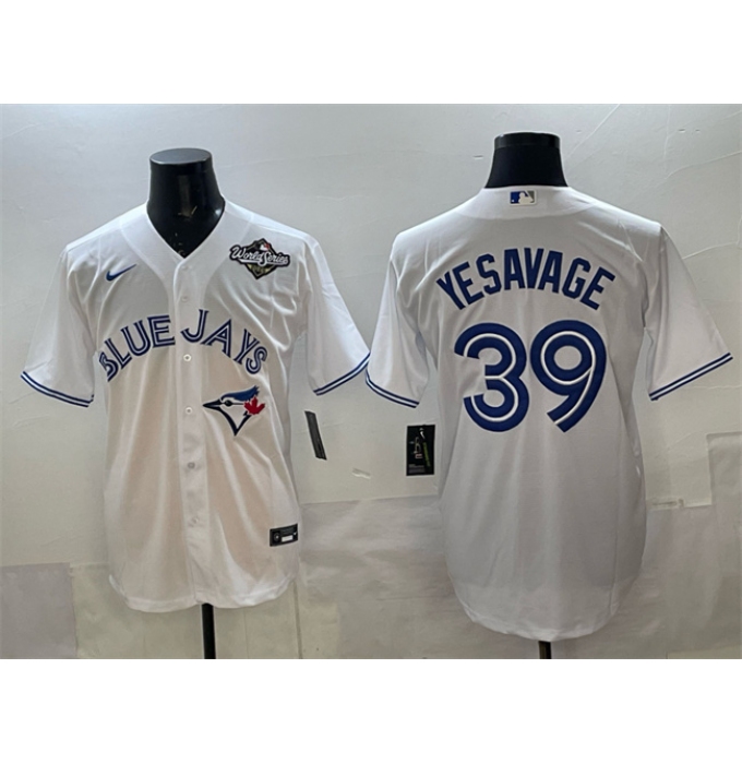 Men's Toronto Blue Jays #39 Trey Yesavage White 2025 World Series Home Cool Base Stitched Baseball Jersey