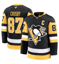 Men's Pittsburgh Penguins #87 Sidney Crosby Black 2024-25 Home Stitched Hockey Jersey