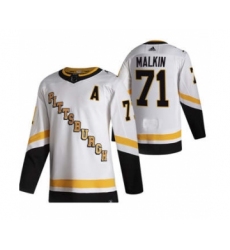Men's Pittsburgh Penguins #71 Evgeni Malkin White 2020-21 Reverse Retro Alternate Hockey Jersey