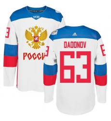 Men's Adidas Team Russia #63 Evgenii Dadonov Premier White Home 2016 World Cup of Hockey Jersey