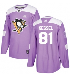 Youth Adidas Pittsburgh Penguins #81 Phil Kessel Authentic Purple Fights Cancer Practice NHL Jersey