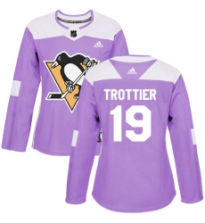 Women's Adidas Pittsburgh Penguins #19 Bryan Trottier Authentic Purple Fights Cancer Practice NHL Jersey