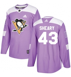 Men's Adidas Pittsburgh Penguins #43 Conor Sheary Authentic Purple Fights Cancer Practice NHL Jersey