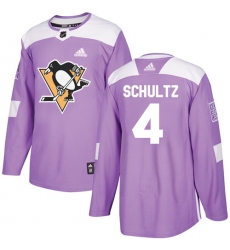 Men's Adidas Pittsburgh Penguins #4 Justin Schultz Authentic Purple Fights Cancer Practice NHL Jersey