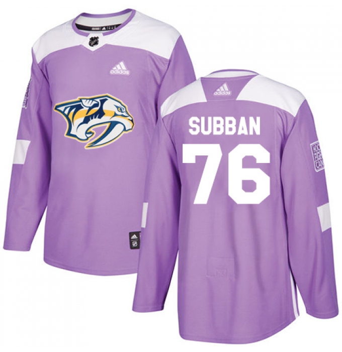 Youth Adidas Nashville Predators #76 P.K Subban Authentic Purple Fights Cancer Practice NHL Jersey