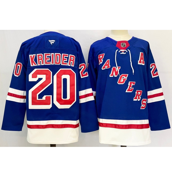 Men's New York Rangers #20 Chris Kreider Royal 2024-25 Home With A Stitched Hockey Jersey