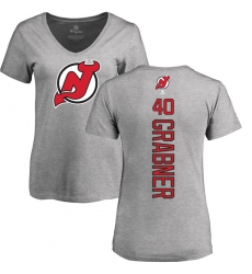 NHL Women's Adidas New Jersey Devils #40 Michael Grabner Ash Backer T-Shirt