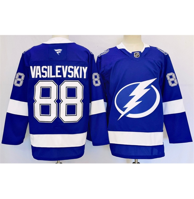 Men's Tampa Bay Lightning #88 Andrei Vasilevskiy 2024-25 Blue Stitched Jersey