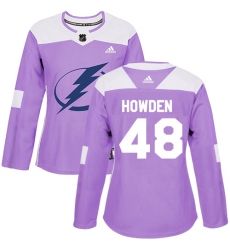 Women's Adidas Tampa Bay Lightning #48 Brett Howden Authentic Purple Fights Cancer Practice NHL Jersey