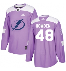 Youth Adidas Tampa Bay Lightning #48 Brett Howden Authentic Purple Fights Cancer Practice NHL Jersey