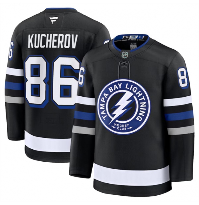 Men's Tampa Bay Lightning #86 Nikita Kucherov Black 2024-25 Alternate Stitched Hockey Jersey