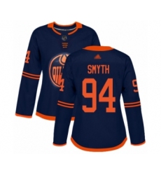 Women's Edmonton Oilers #94 Ryan Smyth Authentic Navy Blue Alternate Hockey Jersey