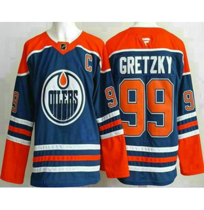Men's Edmonton Oilers #99 Wayne Gretzky Blue Authentic Jersey