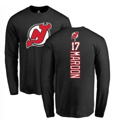 NHL Adidas New Jersey Devils #17 Patrick Maroon Black Backer Long Sleeve T-Shirt