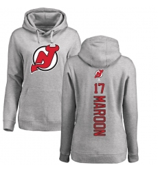 NHL Women's Adidas New Jersey Devils #17 Patrick Maroon Ash Backer Pullover Hoodie