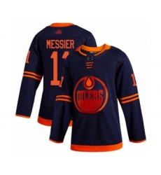 Men's Edmonton Oilers #11 Mark Messier Authentic Navy Blue Alternate Hockey Jersey