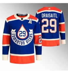 Men's Edmonton Oilers #29 Leon Draisaitl 2023 Royal Heritage Classic Primegreen Stitched Jersey