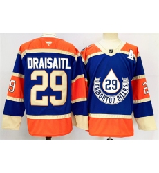 Men's Edmonton Oilers #29 Leon Draisaitl Royal 2024-25 With A Heritage Classic Primegreen Stitched Jersey