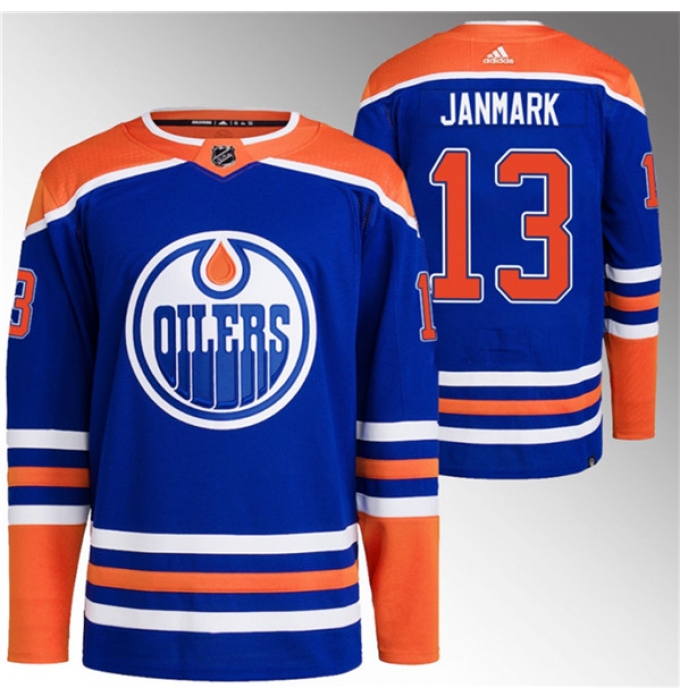 Men's Edmonton Oilers #13 Mattias Janmark Royal Stitched Jersey