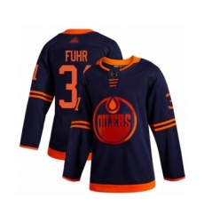 Men's Edmonton Oilers #31 Grant Fuhr Authentic Navy Blue Alternate Hockey Jersey