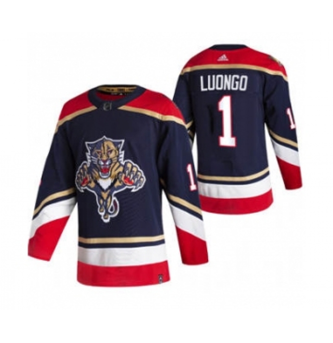 Men's Florida Panthers #1 Roberto Luongo Black 2020-21 Reverse Retro Alternate Hockey Jersey