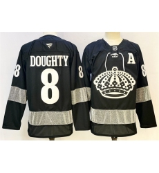 Men's Los Angeles Kings #8 Drew Doughty Black With A Alternate Stitched Hockey Jersey
