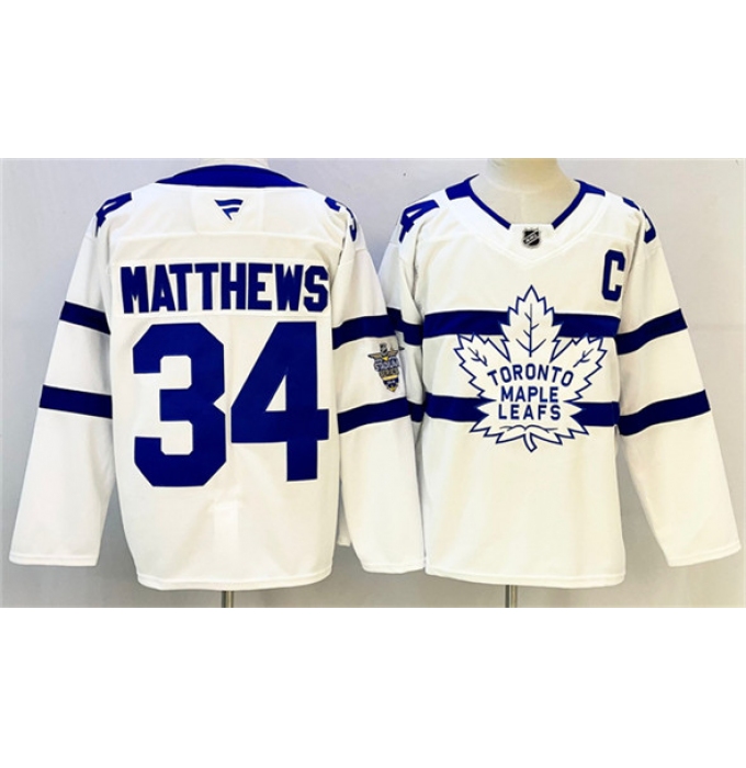 Men's Toronto Maple Leafs #34 Auston Matthews White With C Stadium Series Stitched Jersey