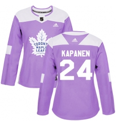 Women's Adidas Toronto Maple Leafs #24 Kasperi Kapanen Authentic Purple Fights Cancer Practice NHL Jersey