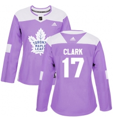 Women's Adidas Toronto Maple Leafs #17 Wendel Clark Authentic Purple Fights Cancer Practice NHL Jersey