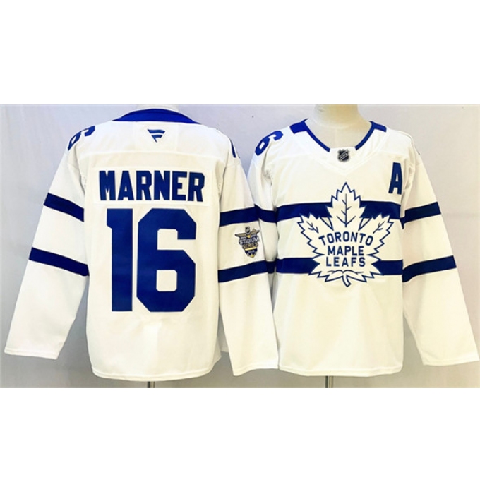 Men's Toronto Maple Leafs #16 Mitchell Marner White With A Stadium Series Stitched Jersey