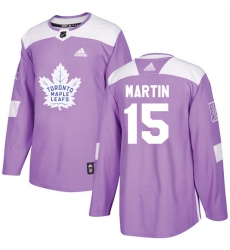 Youth Adidas Toronto Maple Leafs #15 Matt Martin Authentic Purple Fights Cancer Practice NHL Jersey