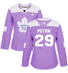 Women's Adidas Toronto Maple Leafs #29 Felix Potvin Authentic Purple Fights Cancer Practice NHL Jersey