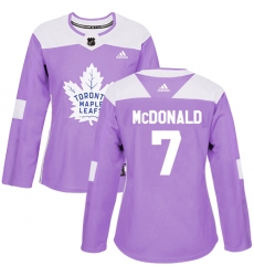 Women's Adidas Toronto Maple Leafs #7 Lanny McDonald Authentic Purple Fights Cancer Practice NHL Jersey