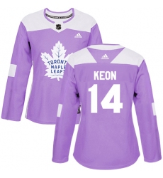 Women's Adidas Toronto Maple Leafs #14 Dave Keon Authentic Purple Fights Cancer Practice NHL Jersey