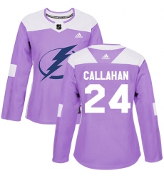 Women's Adidas Tampa Bay Lightning #24 Ryan Callahan Authentic Purple Fights Cancer Practice NHL Jersey