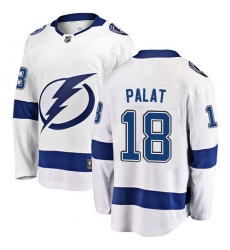 Youth Tampa Bay Lightning #18 Ondrej Palat Fanatics Branded White Away Breakaway NHL Jersey