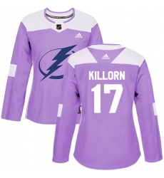 Women's Adidas Tampa Bay Lightning #17 Alex Killorn Authentic Purple Fights Cancer Practice NHL Jersey