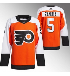 Men's Philadelphia Flyers #5 Egor Zamula 2023-24 Orange Stitched Jersey