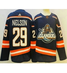 Men's New York Islanders #29 Brock Nelson Blue 2022 Reverse Retro Stitched Jersey