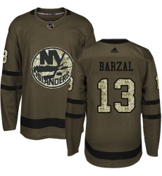 Men's Adidas New York Islanders #13 Mathew Barzal Authentic Green Salute to Service NHL Jersey