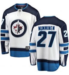 Men's Winnipeg Jets #27 Teppo Numminen Fanatics Branded White Away Breakaway NHL Jersey