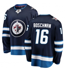 Men's Winnipeg Jets #16 Laurie Boschman Fanatics Branded Navy Blue Home Breakaway NHL Jersey