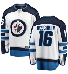 Men's Winnipeg Jets #16 Laurie Boschman Fanatics Branded White Away Breakaway NHL Jersey