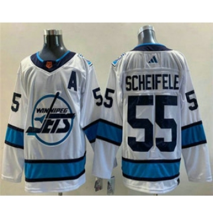 Men's Winnipeg Jets #55 Mark Scheifele White 2022 Reverse Retro Stitched Jersey