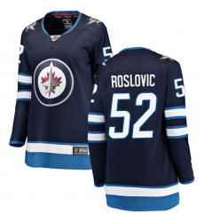 Women's Winnipeg Jets #52 Jack Roslovic Fanatics Branded Navy Blue Home Breakaway NHL Jersey