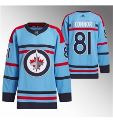 Men's Winnipeg Jets #81 Kyle Connor Light Blue Anniversary Primegreen Stitched Jersey