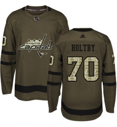 Men's Adidas Washington Capitals #70 Braden Holtby Authentic Green Salute to Service NHL Jersey