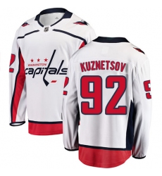 Men's Washington Capitals #92 Evgeny Kuznetsov Fanatics Branded White Away Breakaway NHL Jersey